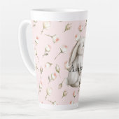 Tasse Latte Chic rose mignon lapin Rose Floral (Angle gauche)