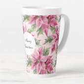 Tasse Latte Chic rose Poinsettia Fleurs Noël (Angle droit)
