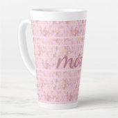 Tasse Latte Chic rose rayures Monogramme (Angle gauche)