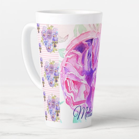 Tasse Latte Chic Rose rose Chic Shabby Fleurs Florales Roses d (Angle gauche)