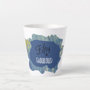 Tasse Latte Chic Script Denim Scrap Cinquante & FABULOUS! Anni