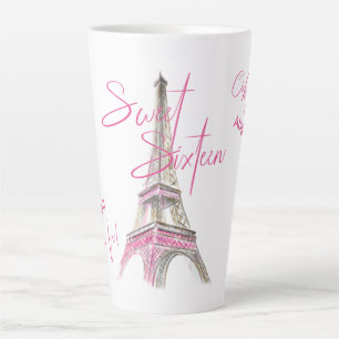 Tasse Latte Chic Tour Eiffel Paris Personnalisé Sweet Seize