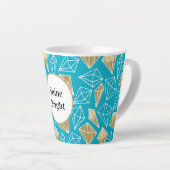 Tasse Latte Chic Turquoise Aqua Blue Gold Diamonds (Angle droit)