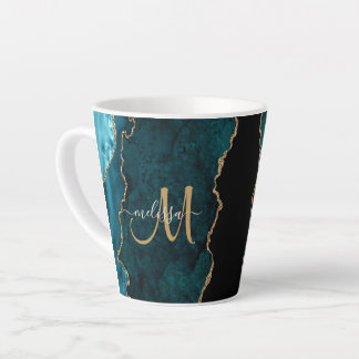 Tasse Latte Chic Turquoise Gold Parties scintillant Agate Pers