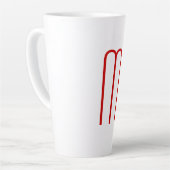Tasse Latte Chic Unique Monogramme Rouge Blanc Plaine Simple (Angle gauche)