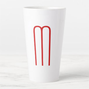Tasse Latte Chic Unique Monogramme Rouge Blanc Plaine Simple