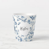Tasse Latte Chic White Blue Floral (Devant)