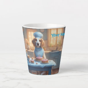 Tasse Latte Chien adorable en toque de chef dans une cuisine C