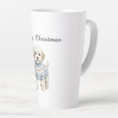 Tasse Latte Chien blanc en Sweat Bleu Noël (Angle droit)