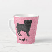 Tasse Latte Chien Carlin Noir Mops Cute Mops Et Coeurs Rose Av (Angle gauche)