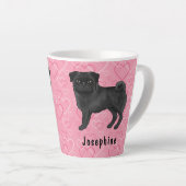 Tasse Latte Chien Carlin Noir Mops Cute Mops Et Coeurs Rose Av (Angle droit)
