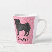 Tasse Latte Chien Carlin Noir Mops Cute Mops Et Coeurs Rose Av (Droite)
