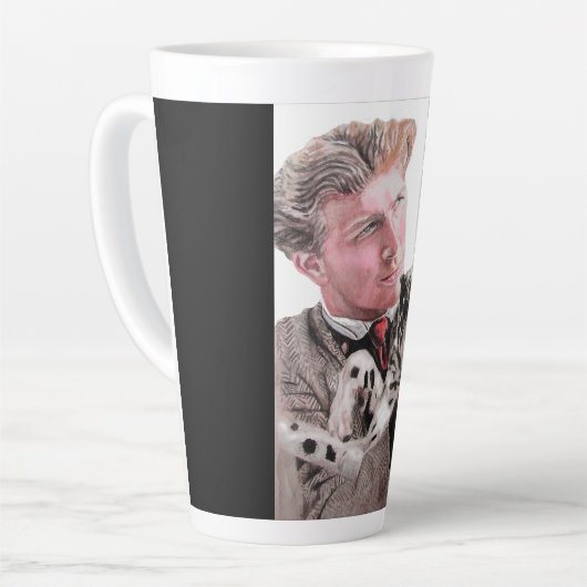 Tasse Latte Chien Dalmatien Chien mignon Poignée Noir Blanc Mu (Angle gauche)