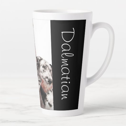 Tasse Latte Chien Dalmatien Chien mignon Poignée Noir Blanc Mu (Droite)
