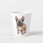 Tasse Latte Chien de taureau français portant des lunettes (Devant)