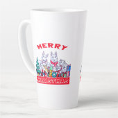 Tasse Latte Chien Joyeux Noël Blanc Berger Fête GSD Fun (Angle gauche)