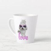 Tasse Latte Chien maltais élégant avec lunettes de soleil rose (Angle gauche)