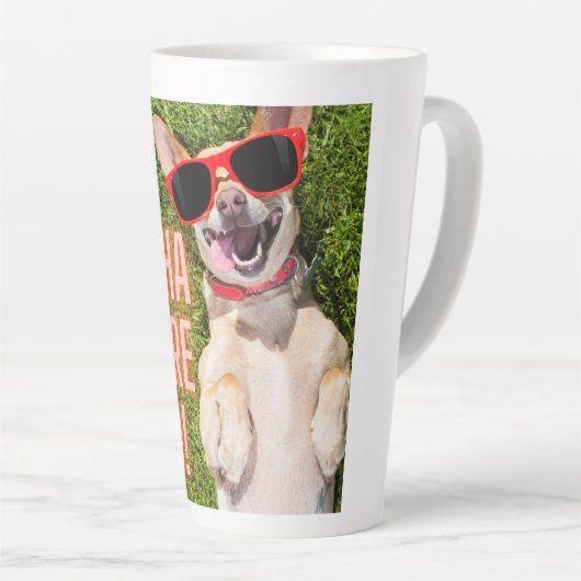 Tasse Latte Chien riant 60e anniversaire (Angle droit)