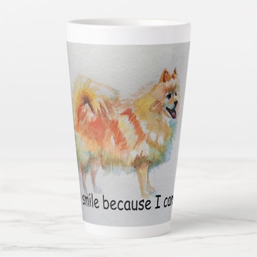 Tasse Latte Chien Spitz Allemand "Je souris parce que je peux (Devant)