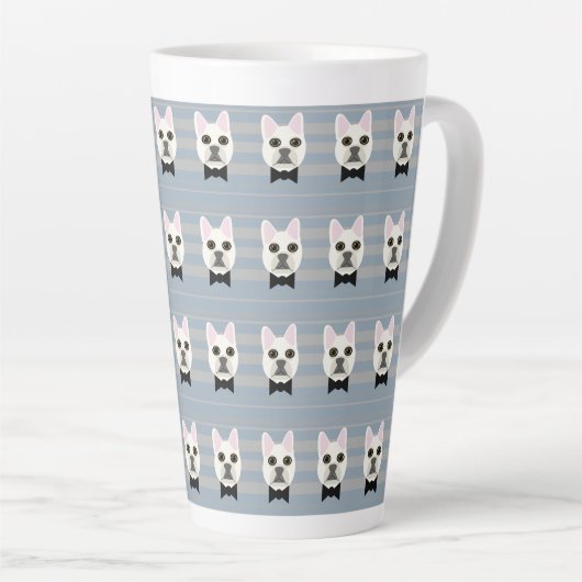 Tasse Latte Chien-taureau français blanc, Grandes (Angle droit)