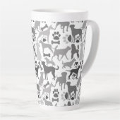 Tasse Latte Chiens et pattes motif 03.b Blancs BG (Angle droit)