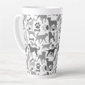 Tasse Latte Chiens et pattes motif 03.b Blancs BG (Angle gauche)