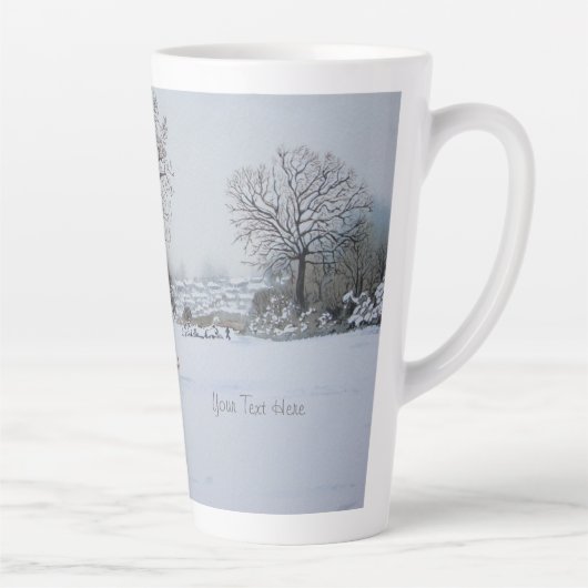 Tasse Latte chiens jouant dans le paysage hivernal des neiges (Droite)