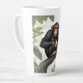 Tasse Latte Chimpanzé mignon sur la branche accueille (Angle gauche)