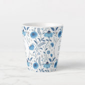Tasse Latte Chinoiserie Blue Echinacea Pattern (Devant)