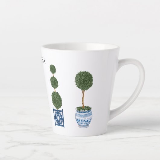 Tasse Latte Chinoiserie Topiary Tree Trio Céramique (Droite)