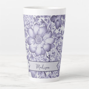 Tasse Latte Chinoiserie Vintage violet Floral Personnalisé