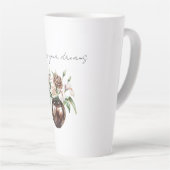 Tasse Latte Chocolate Brown Ivory Cream Flowers (Angle droit)