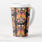 Tasse Latte Chouette d'art populaire (Angle droit)