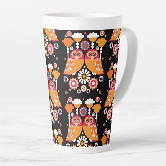 Tasse Latte Chouette d'art populaire (Angle droit)