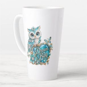 Tasse Latte Chouette de cristal turquoise Rêve grand Design de