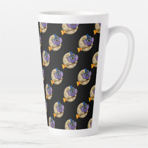 Tasse Latte Chouette de l'assistant de dessin animé volant sur