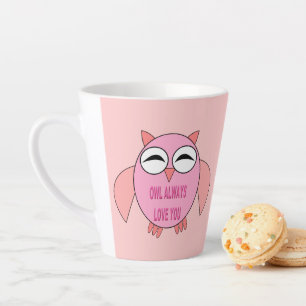 Tasse Latte Chouette de message d'amour mignonne