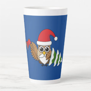Tasse Latte Chouette de Noël avec renard et pin