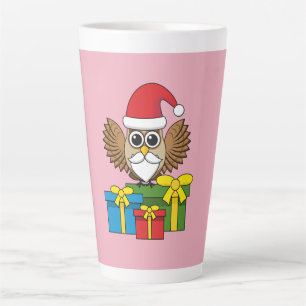 Tasse Latte Chouette du Père Noël avec présents