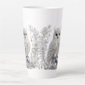 Tasse Latte Chouette Perle de Cristal Blanc (Devant)