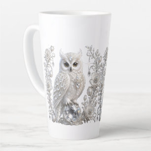 Tasse Latte Chouette Perle de Cristal Blanc