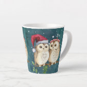 Tasse Latte Chouettes Noël Soirée Père Noël Casquette rouge (Angle droit)