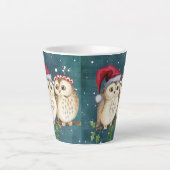 Tasse Latte Chouettes Noël Soirée Père Noël Casquette rouge (Devant)