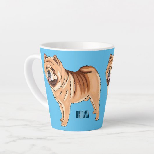 Tasse Latte Chow Chow dog cartoon (Angle gauche)