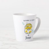 Tasse Latte Chrétien mignon "Chaleureux & Cosy en Jésus" avec  (Angle droit)