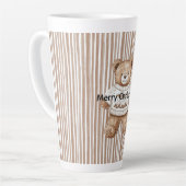 Tasse Latte Christmas Brown Cream Teddy Bear Stripes (Angle gauche)