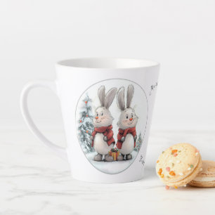 Tasse Latte Christmas Bunny and gift, personalized 
