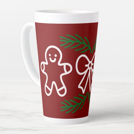 Tasse Latte Christmas Cookies & Snow Globe Festive Design (Angle gauche)