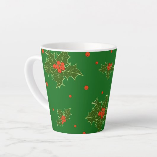 Tasse Latte Christmas Holly (Angle gauche)