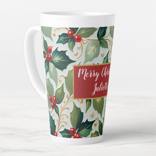 Tasse Latte Christmas Holly (Angle gauche)
